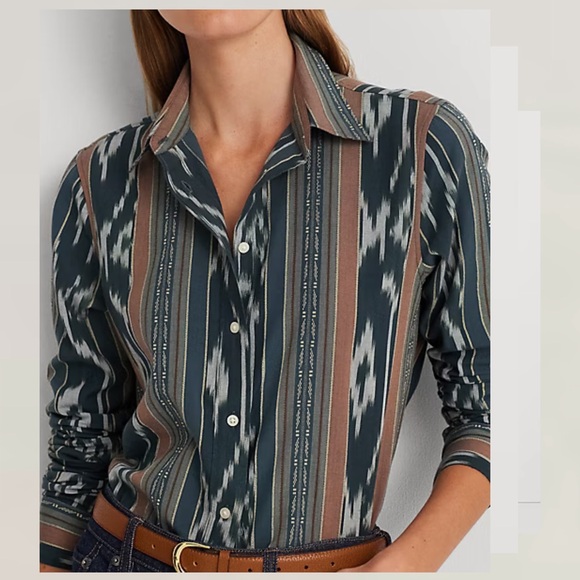 Ralph Lauren Tops - NWT Ralph Lauren Blue and Brown Striped Shirt